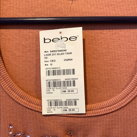 Bebe Women's Pink/Rust Tank Top. - Picture 2 of 4